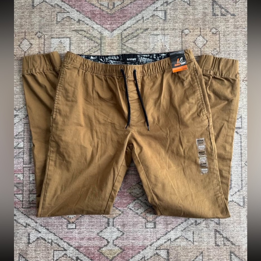 Men's Brown Drawstring Casual Pants Amplify